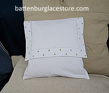 Envelope Pillows. Swiss Polka dot MINT GREEN color.12 inches.